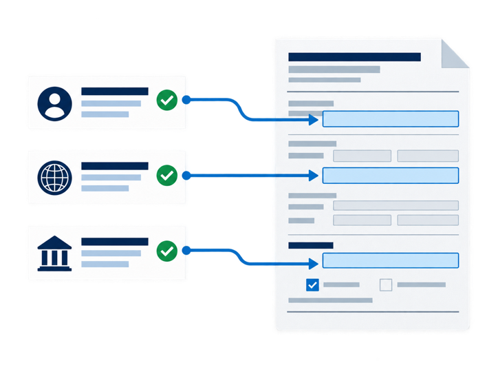 Checked answers mapping into corresponding form fields